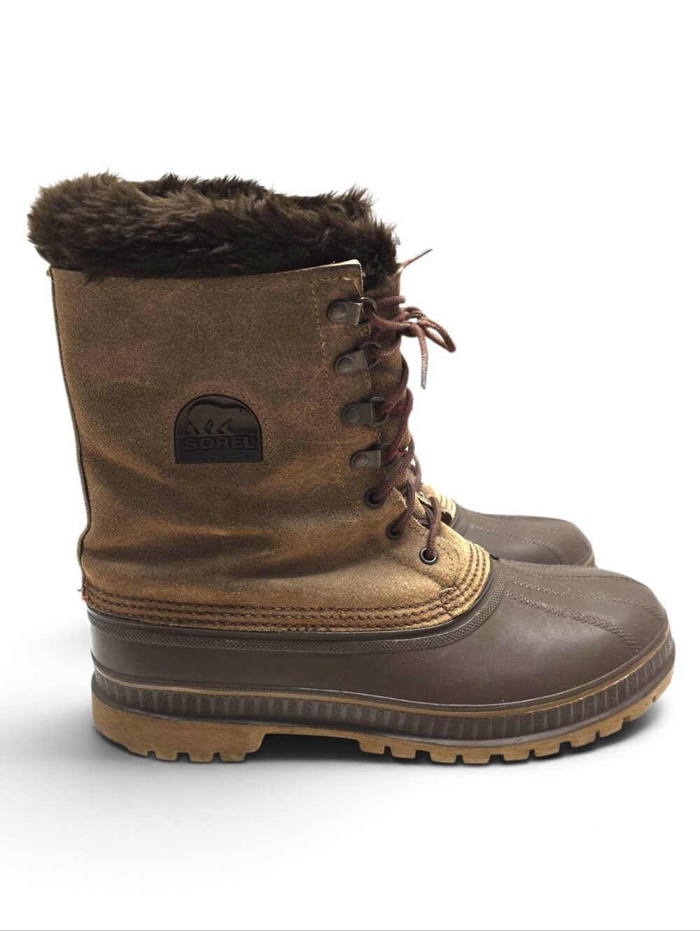 {Sorel} Men's Kaufman Brown and Dark Brown Insulated Lace-Up Snow Boots